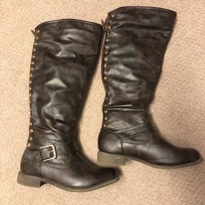Brown knee tall boots